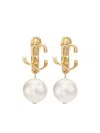 Jimmy Choo Jc Pearl Earrings In Gold