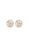Jimmy Choo Pearl Lobo Earrings Gold-tone Hardware In White