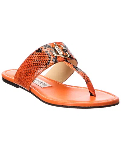 Jimmy Choo Jc Snake-embossed Leather Sandal In Orange