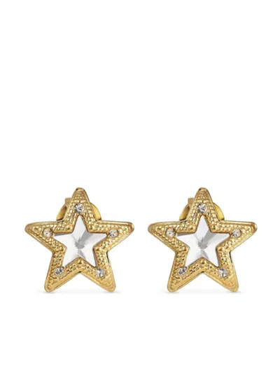 Jimmy Choo Gold-finish Metal Jc Star Stud Earrings With Swarovski Crystals Accessories