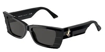 Pre-owned Jimmy Choo Jc5009 500087 Matte Black Dark Grey 53 Mm Women's Sunglasses In Gray