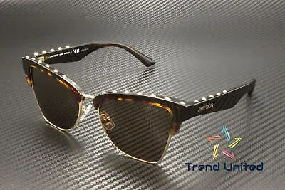 Pre-owned Jimmy Choo Jc5014 500273 Havana Pale Gold Dark Brown 54 Mm Women's Sunglasses