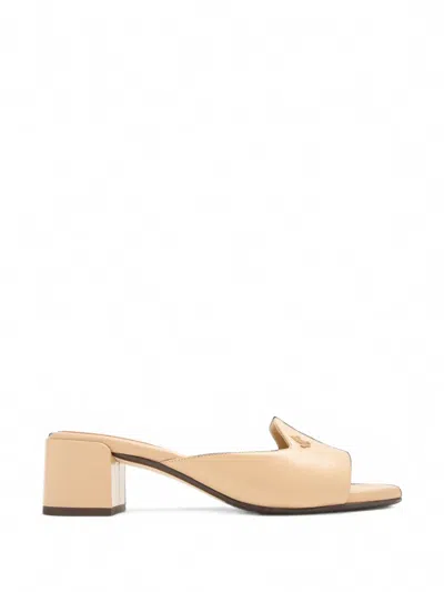 Jimmy Choo Jc-logo Block-heel Sandals In Neutral
