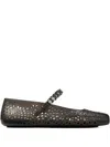 Jimmy Choo The Jelly Transparent Black Ballet Flats With Crystals Women In Black