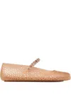 Jimmy Choo The Jelly Transparent Beige Ballet Flats With Crystals
