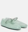 Jimmy Choo Light Green Jelly Ballet Flats With Crystal