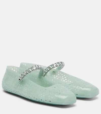 JIMMY CHOO JELLY CRYSTAL-EMBELLISHED BALLET FLATS