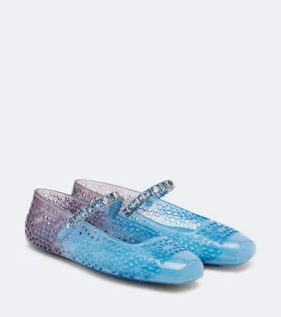 Jimmy Choo Jelly Crystal-embellished Semi-transparent Ballet Flats In Multi