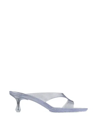 Jimmy Choo Crossover Strap Glitter Kitten Heel Mules In Blue