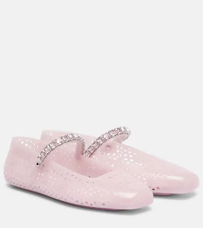 Jimmy Choo Jelly Embellished Pu Mary Jane Flats In Pink