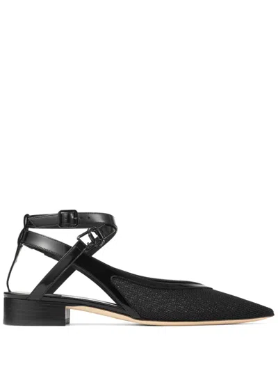 Jimmy Choo Black Leather Ballet Flats