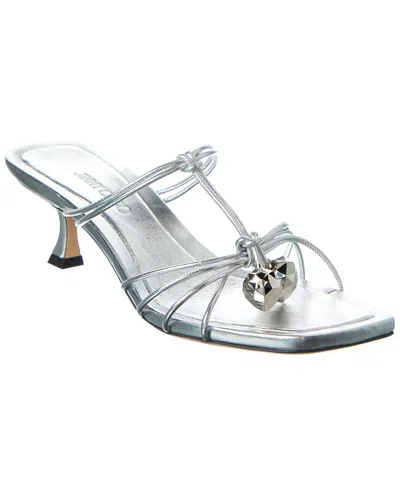 Jimmy Choo Jemma 50 Leather Mule In Silver