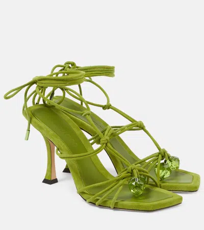 Jimmy Choo Jemma 90 Suede Heeled Sandals In Green