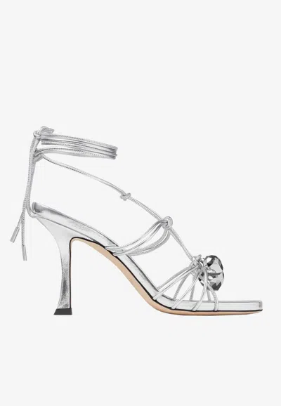 Jimmy Choo Jemma 90 Metallic Nappa Leather Sandals In Silver