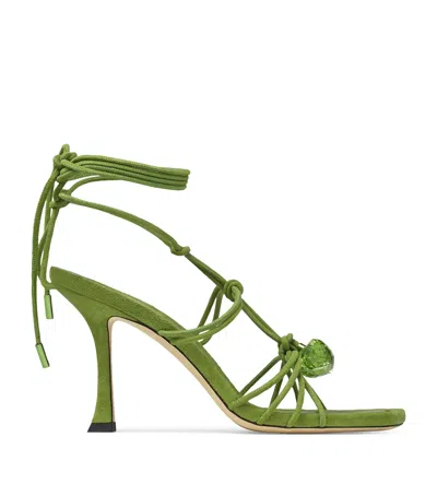 Jimmy Choo Jemma 90 Suede Heeled Sandals In Green