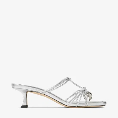 Jimmy Choo Jemma 50 Nappa Leather Heeled Mules In Silver