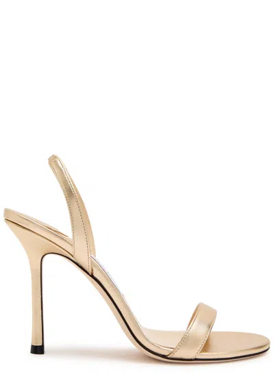 Jimmy Choo Jenn 100 Metallic Leather Slingback Sandals In Gold