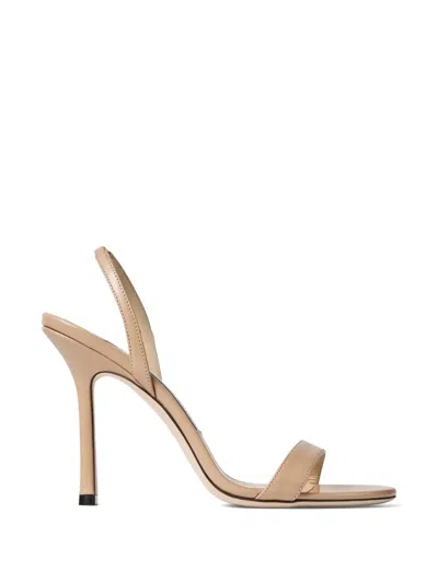 Jimmy Choo Jenn Suede Slingback Sandals With A Round Toe And Stiletto Heel In Nude