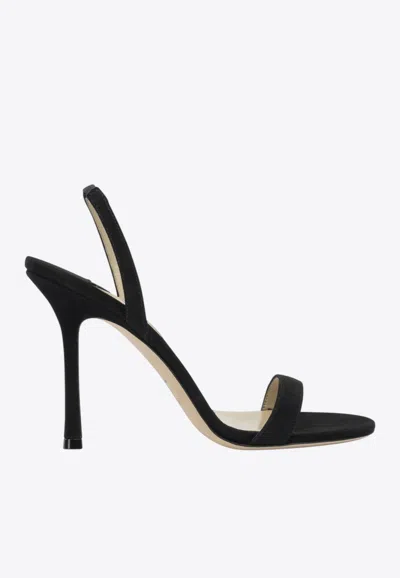 Jimmy Choo Jenn 85mm Suede Slingback Sandals In Black