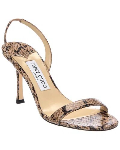 Jimmy Choo Jenn 85 Snake-embossed Leather Slingback Sandal In Animal Print