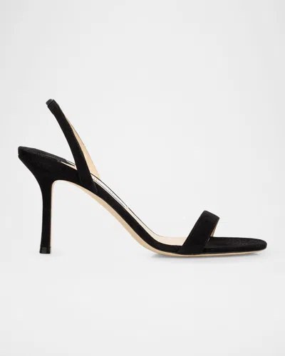 Jimmy Choo Jenn 85mm Suede Slingback Sandals In Black
