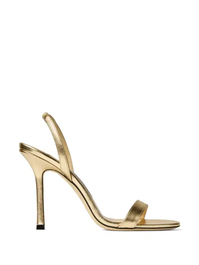 Jimmy Choo Jenn 100 Metallic Leather Sandals In Animal Print