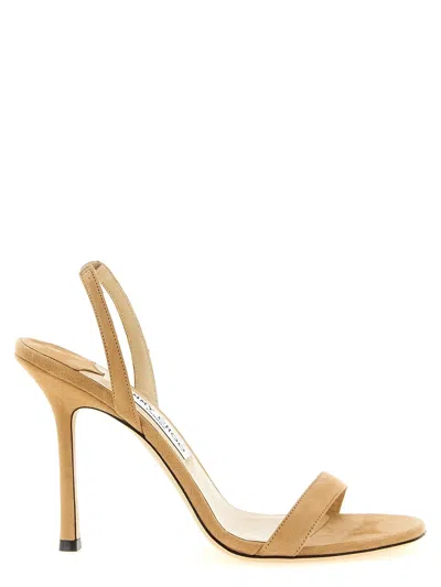 Jimmy Choo Jenn Suede Slingback Sandals With A Round Toe And Stiletto Heel In Nude