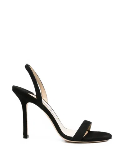Jimmy Choo Jenn 100mm Black Lamb Leather Calf Leather Heeled Sandals