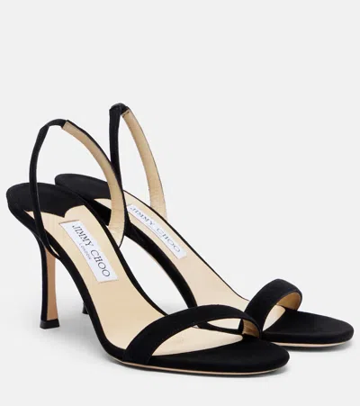 Jimmy Choo Open Toe Suede Finish Womens Sandals In Black