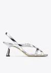 Jimmy Choo Jess 65 Sandals In Metallic Leather In Silver