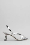 JIMMY CHOO JESS 65 SANDALS IN SILVER LEATHER