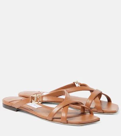 Jimmy Choo Jess Leather Sandals In Brown