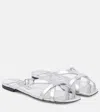 Jimmy Choo Jess Metallic Crisscross Flat Sandals In Silver