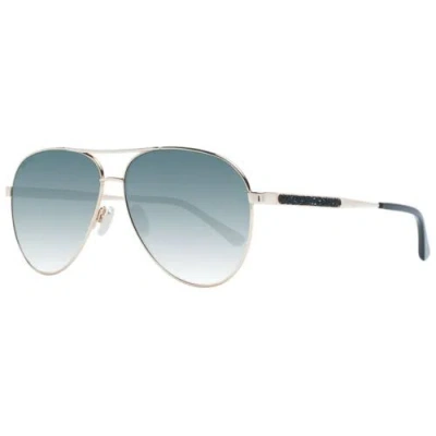 Pre-owned Jimmy Choo Ji-1052696 Women Gold Sunglasses Metal Aviator Gradient Eyeglasses In Blue