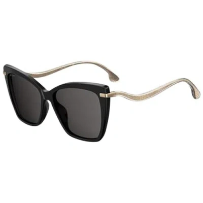 Pre-owned Jimmy Choo Ji-1052795 Women Black Sunglasses Plastic Cat Eyes Polarized Eyewears In Gray