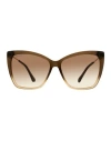 Jimmy Choo Butterfly Seba Sunglasses Woman Sunglasses Brown Size 58 Acetate, Metal