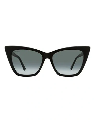 Jimmy Choo Cat Eye Lucine Sunglasses Woman Sunglasses Black Size 55 Acetate In Black