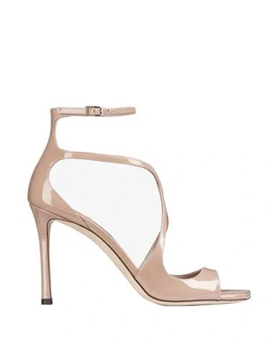 Jimmy Choo Sandals Woman Sandals Pastel Pink Size 11 Leather In Neutral