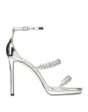 Jimmy Choo Bing Crystal-embellished Leather Sandals In Silver
