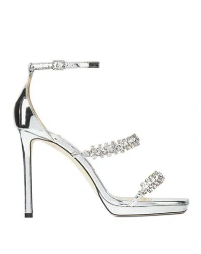 Jimmy Choo Sandals Woman Sandals Silver Size 8 Leather