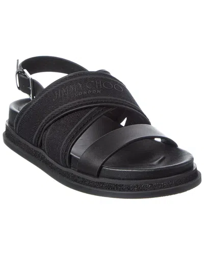 Jimmy Choo Joa Canvas & Leather Sandal In Black