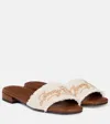 Jimmy Choo Joa Embroidered Canvas Slides In Neutrals