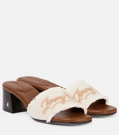 Jimmy Choo Joa Embroidered Mules In White