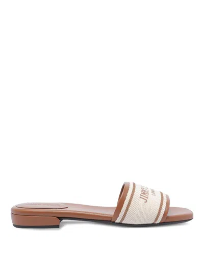 JIMMY CHOO JOA FLAT CANVAS FLAT SANDALS