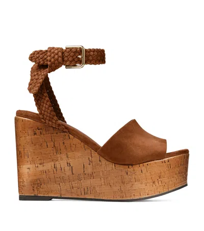 JIMMY CHOO JIMMY CHOO JORI 100 SUEDE WEDGE SANDALS
