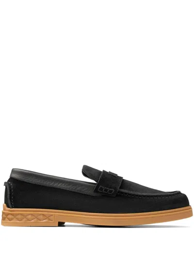 Jimmy Choo Josh Driver Suede Penny Loafers In Black