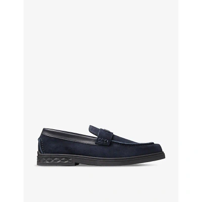 Jimmy Choo Womens Navy Josh Driver Reverse-suede Loafers