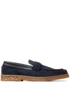 Jimmy Choo Josh Driver Suede Penny Loafers In Blue