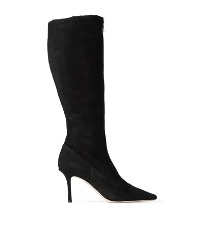 Jimmy Choo Jozi 85 Suede Knee-high Boots In Black