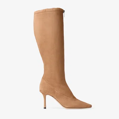 Jimmy Choo Jozi Knee Boot 85 In Toffee/teddy